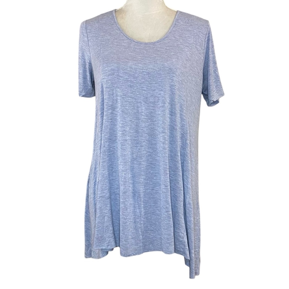 Olive + Oak Women’s Heather‎ Gray Short Sleeve Raw Hem Loose Fit Shirt Sz M